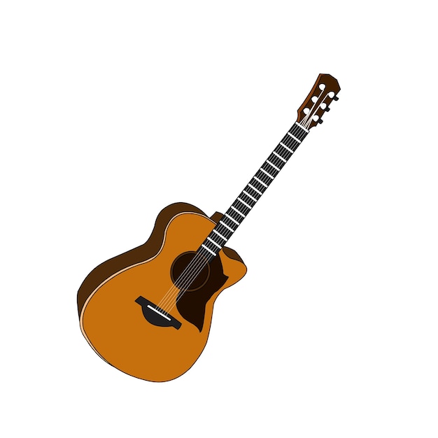 Guitarra de madera marrón Fiesta de cumpleaños Propiedad Vector diseño plano gráfico Ilustración 2d HD