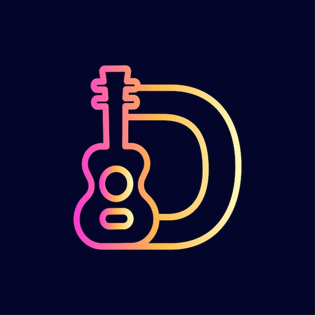 guitarra música logo diseño marca letra D