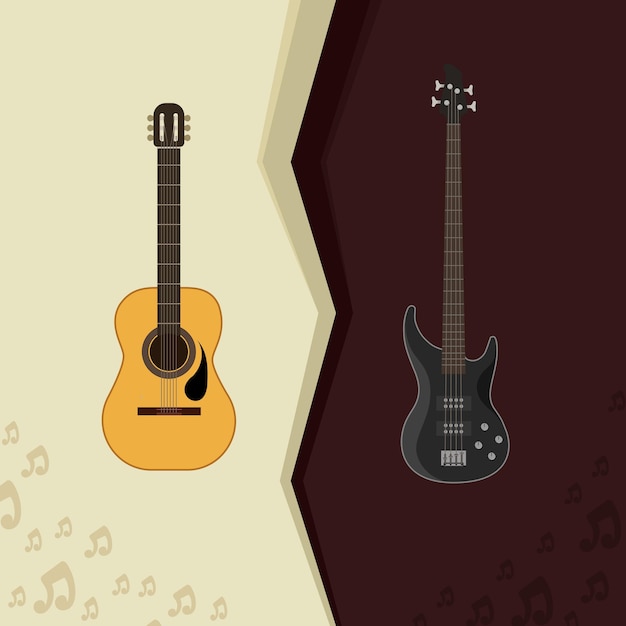 Vector guitarra y bajo