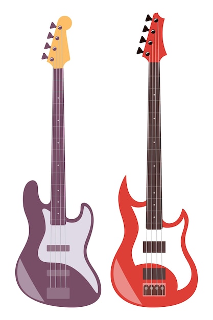 Guitarras eléctricas aisladas sobre fondo blanco Ilustración de vector de estilo plano