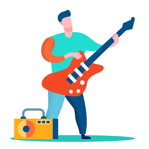 Guitarrista profesional ilustración en color plano