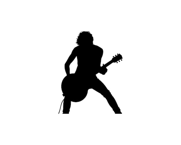 Guitarrista Silhouette Vector Interpretación de música rock