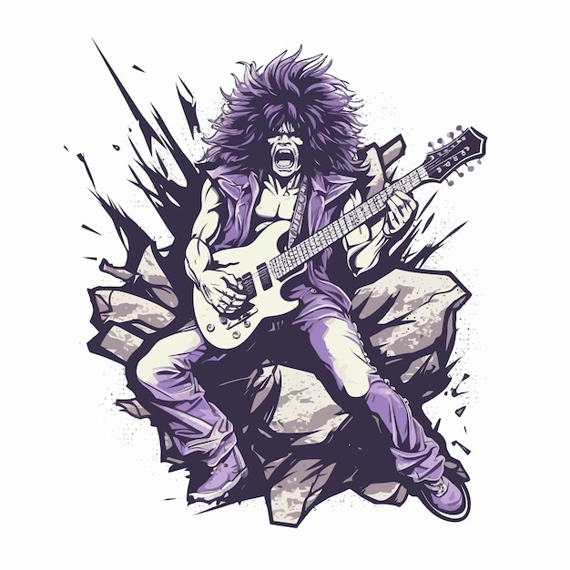 Vector un guitarrista tocando la guitarra como una ilustración de estrella de rock