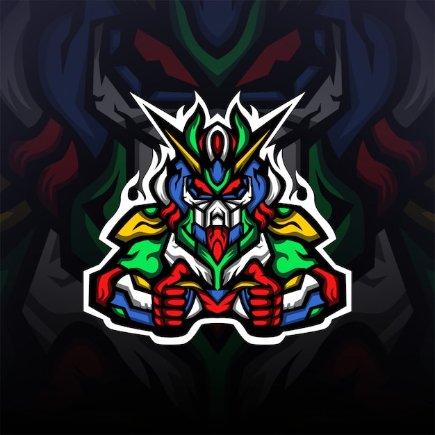 Gundam robot gaming mascota logo esport