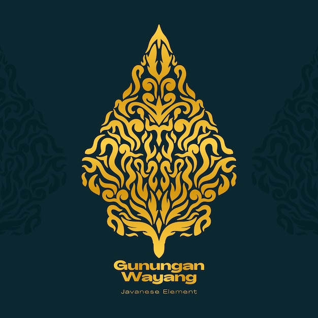 gunungan wayang cultura javanesa elemento oro