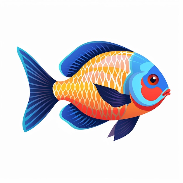 Vector guppy cielo azul dory vector púrpura oro pescado amarillo pez luchador pez bajo pescado arte vectorial