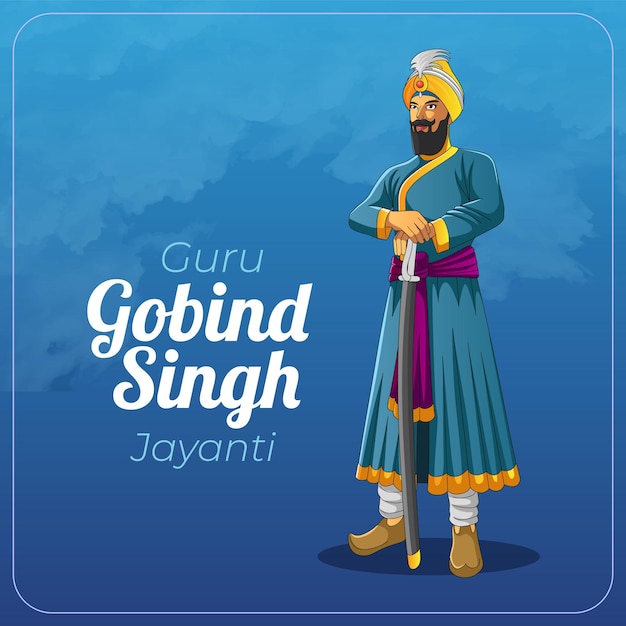 Guru Gobind sosteniendo la espada tarjetas de felicitación