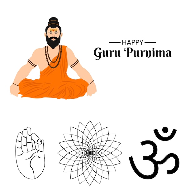 Guru purnima elementos archivo vecor