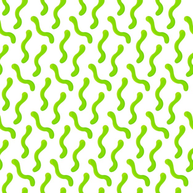 el gusano de goma dulce halloween patrón verde ilustración vectorial de fondo textil