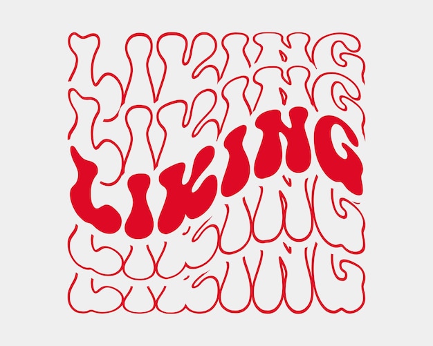 Gusto Amor cita retro ondulado maravilloso repetir texto Tipografía reflejada svg sobre fondo blanco