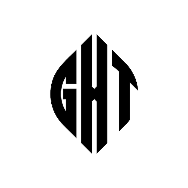 GXT diseño de logotipo de letras circulares con forma de círculo y elipse GXT letras elípticas con estilo tipográfico Las tres iniciales forman un logotipo de círculo GXT emblema de círculo Monograma abstracto letra marca vector