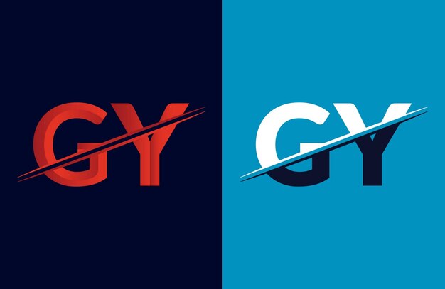GY letra logotipo colorido en el círculo Ilustración del logotipo vectorial