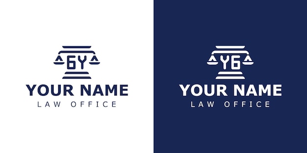 GY y YG Logos legales adecuados para abogados legales o de justicia con las iniciales GY o YG