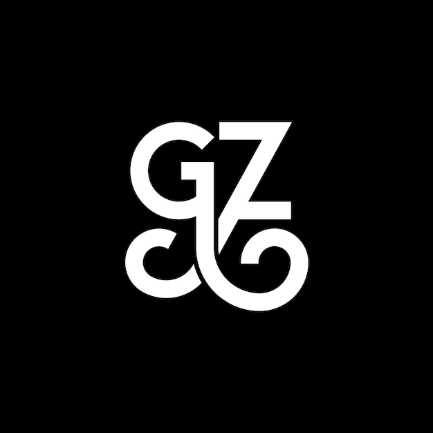 Vector gz diseño de letra de logotipo en fondo negro gz iniciales creativas concepto de letra de logótipo gz diseño de letra gz diseños de letra blanca en fondo negra g z g z logotipo