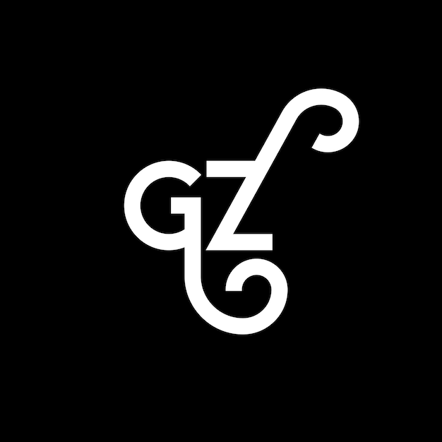 GZ diseño de letra de logotipo en fondo negro GZ iniciales creativas concepto de letra de logótipo gz diseño de letra GZ diseños de letra blanca en fondo negra G Z g z logotipo