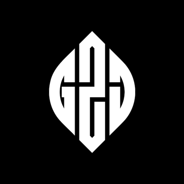 GZJ diseño de logotipo de letras circulares con forma de círculo y elipse GZJ letras elípticas con estilo tipográfico Las tres iniciales forman un logotipo de círculo GZJ emblema de círculo Monograma abstracto letra marca vector