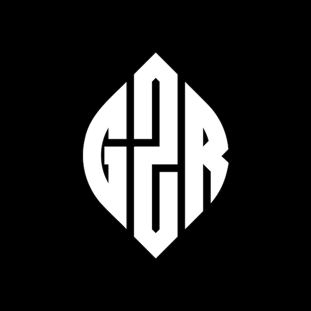 GZR diseño de logotipo de letras circulares con forma de círculo y elipse GZR letras elípticas con estilo tipográfico Las tres iniciales forman un logotipo de círculo GZR Círculo Emblema Monograma Abstracto Carta Marca Vector
