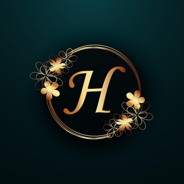 h diseño creativo de logotipo de letras con color dorado