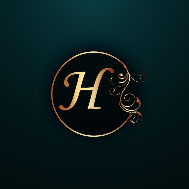 h diseño creativo de logotipo de letras con color dorado