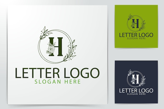 H letra natural floral elegante estilo de gradiente decorativo plantilla de diseño de logotipo para la identidad corporativa de marca