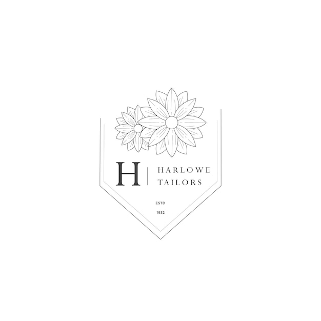 H Letter Logo con concepto floral creativo para empresa negocio belleza bienes raíces Vector Premium