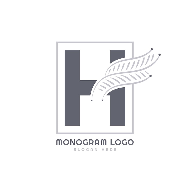 Vector h logo de la hoja para belleza, moda y cosméticos letra h logo con hoja