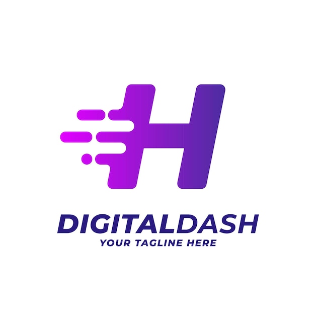 H Speed Blur And Dash Filo Inicial Digital Alfabeto Letra Logo Vector Icono Ilustración