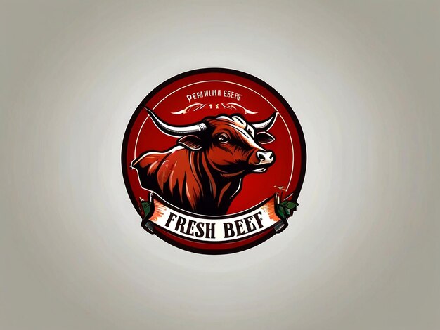 Se ha aislado el logotipo de la carne de vacuno de calidad superior de carne fresca vectorial