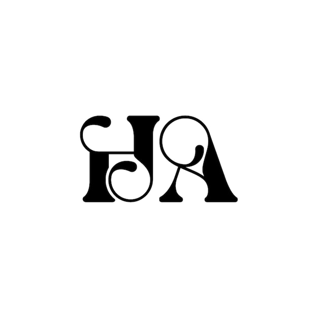 HA monograma logotipo diseño carta texto nombre símbolo monocromo logotipo alfabeto carácter simple logotipo