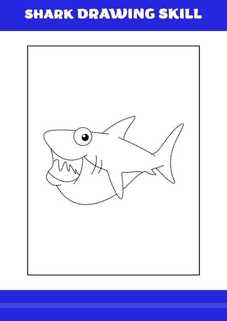 Habilidad de dibujo de tiburones para niños libro de habilidades de dibujo  de tiburones para relajarse y meditar | Vector Premium