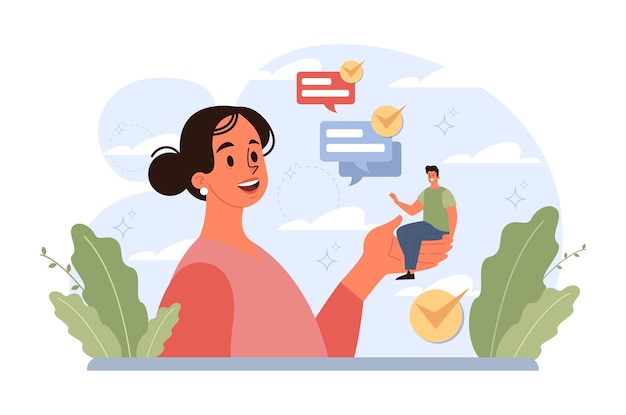 Habilidad de escucha activa Carácter de negocios atento o empleado suave