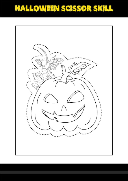 Habilidad de tijera de Halloween para niños Página para colorear de habilidad de tijera de Halloween para niños