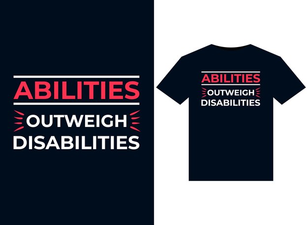 Las habilidades superan a las discapacidades ilustraciones para el diseño de camisetas listas para imprimir
