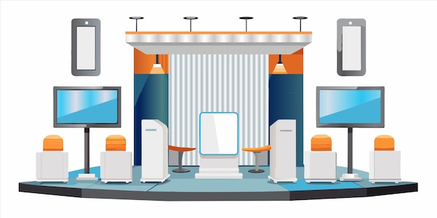 Vector una habitación de computadora con un televisor y un monitor en él