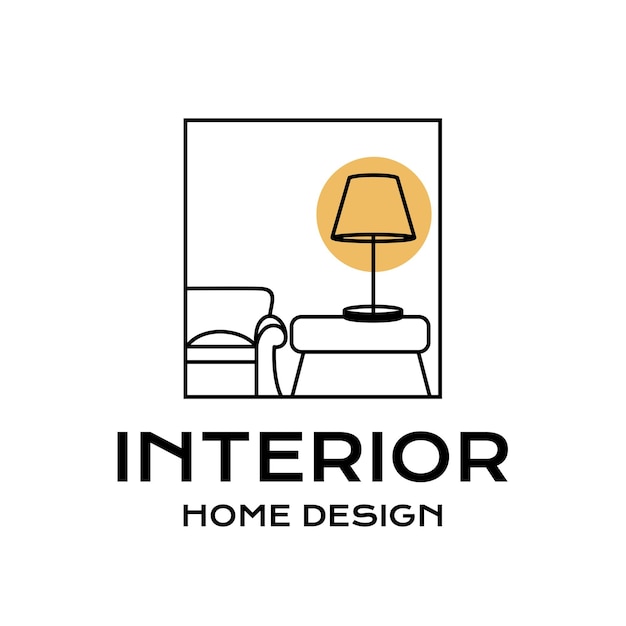 Vector habitación interior de la casa, vector de diseño del logotipo de la galería de muebles