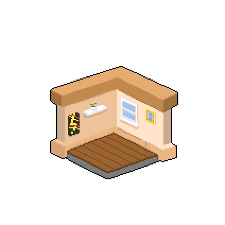Vector habitación isométrica sin amueblar en estilo pixel art
