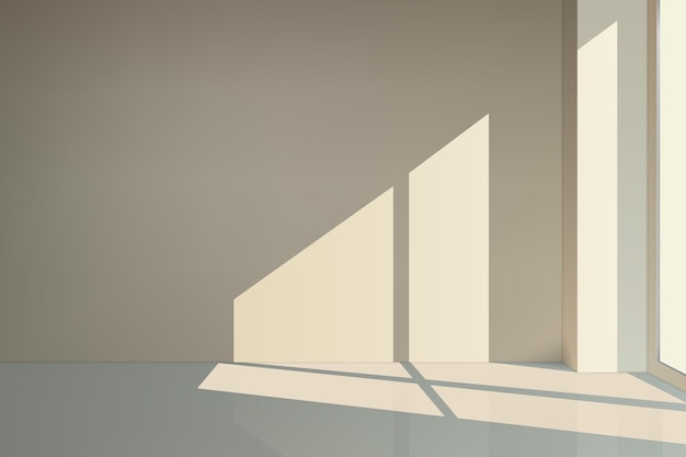 Habitación minimalista con sombras geométricas de luz solar