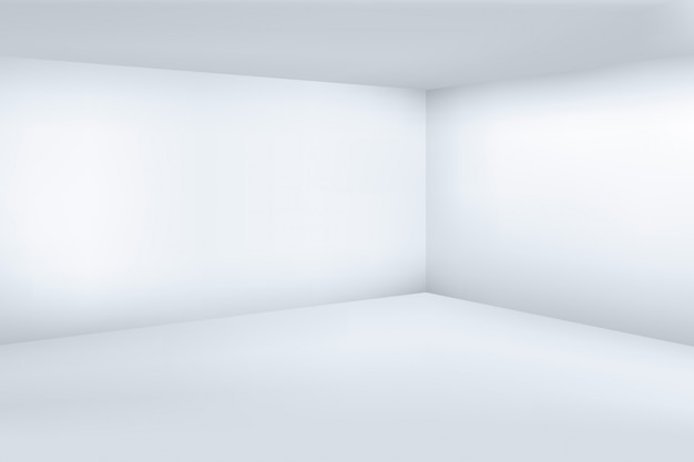 Vector habitación moderna 3d blanca vacía con espacio de fondo esquina limpia