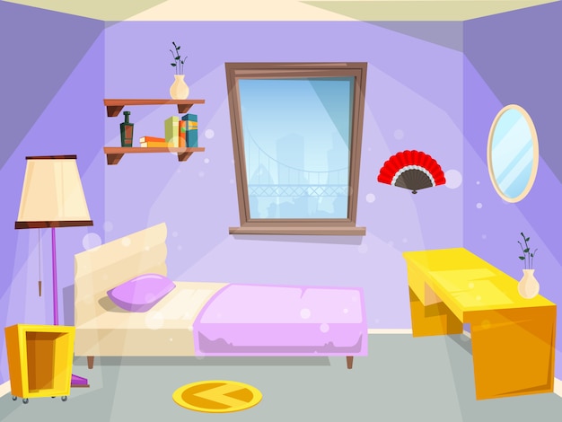 Habitación para niña. casa dormitorio para niña niño niños dibujos animados apartamento