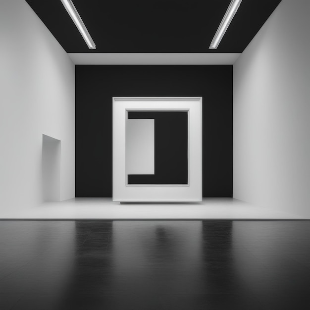Vector habitación oscura moderna vacía con paredes negras y piso 3d renderización habitación oscura moderno vacía con bla