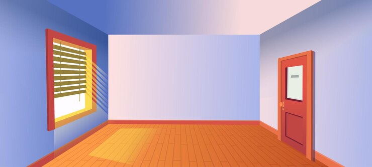 Vector habitación vacía con ventana y puerta ilustración vectorial