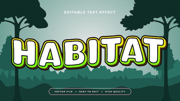 Hábitat verde y blanco estilo de fuente de efecto de texto editable en 3D