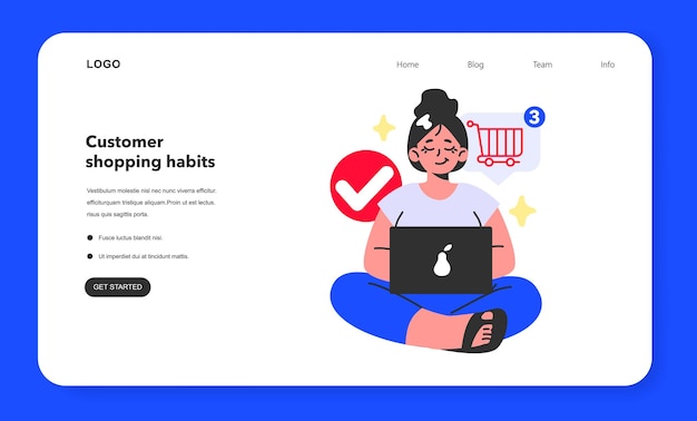 Hábitos de compra del cliente banner web o consumismo de la página de destino