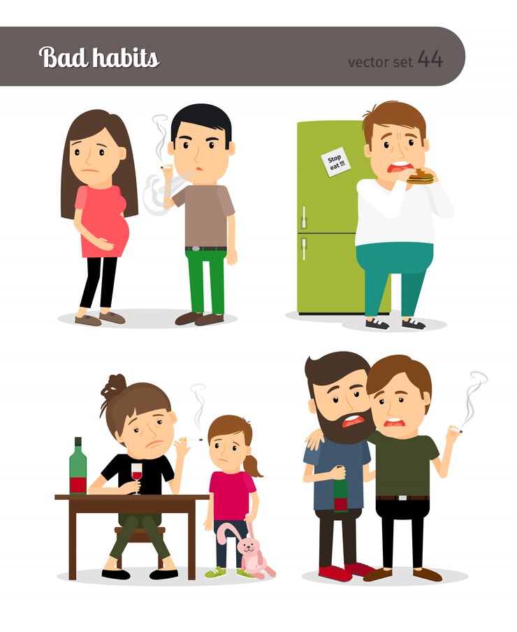 Vector hábitos viciosos
