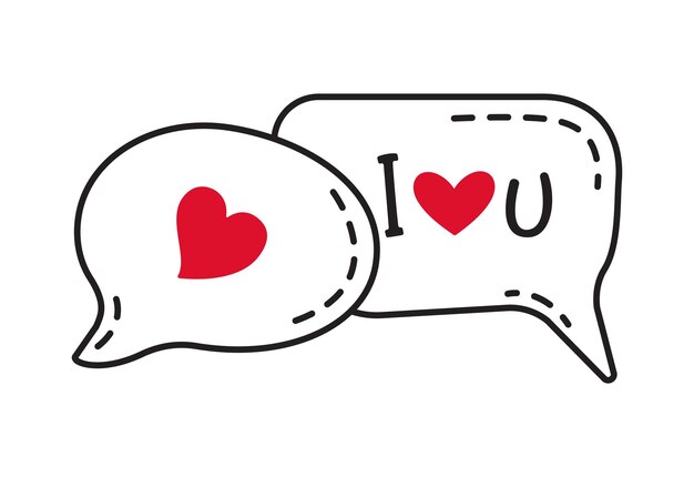 Habla de amor burbuja garabateo estilo plano amor aislado icono símbolo del amor