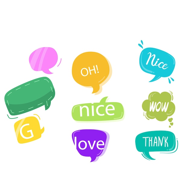 Habla burbujas frases cortas gran mensaje gracias adiós ok omg wow xoxo oh no hola n