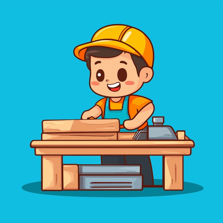 Vector hacedor de muebles lindo diseñando mesas vectorial