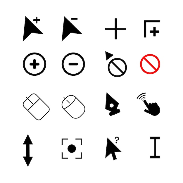 Hacer clic con el cursor del ratón, los punteros de los dedos de la computadora, el vector