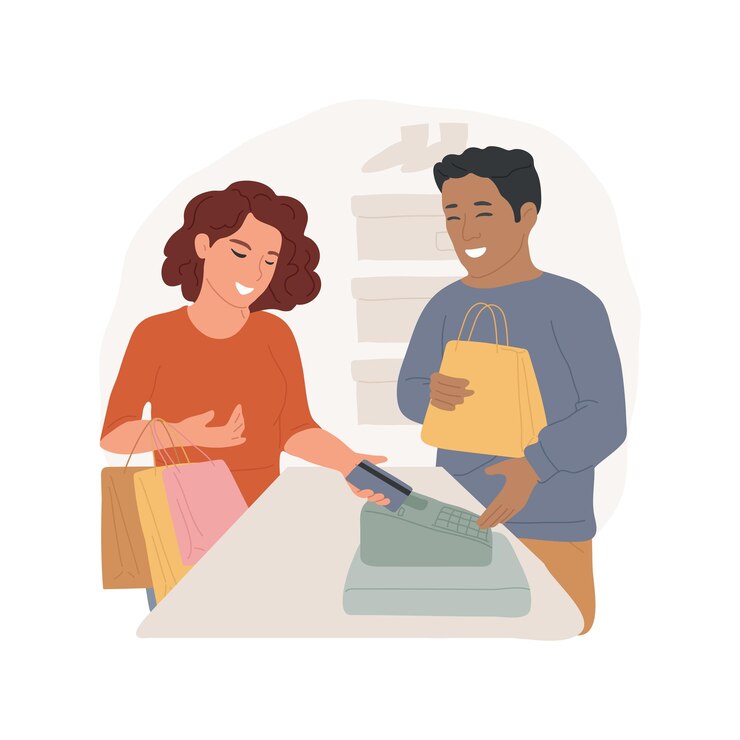 Vector hacer compra ilustración vectorial de dibujos animados aislados