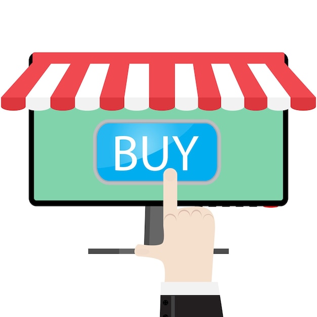 Hacer compras en línea Comprar con ilustración de vector de internet